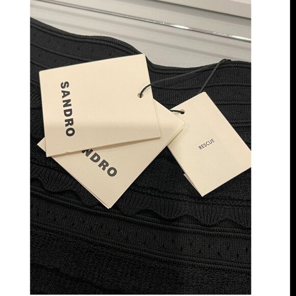 Sandro Black Crochet Ruffled Midi Skirt Size 8 NWT - Picture 4 of 5